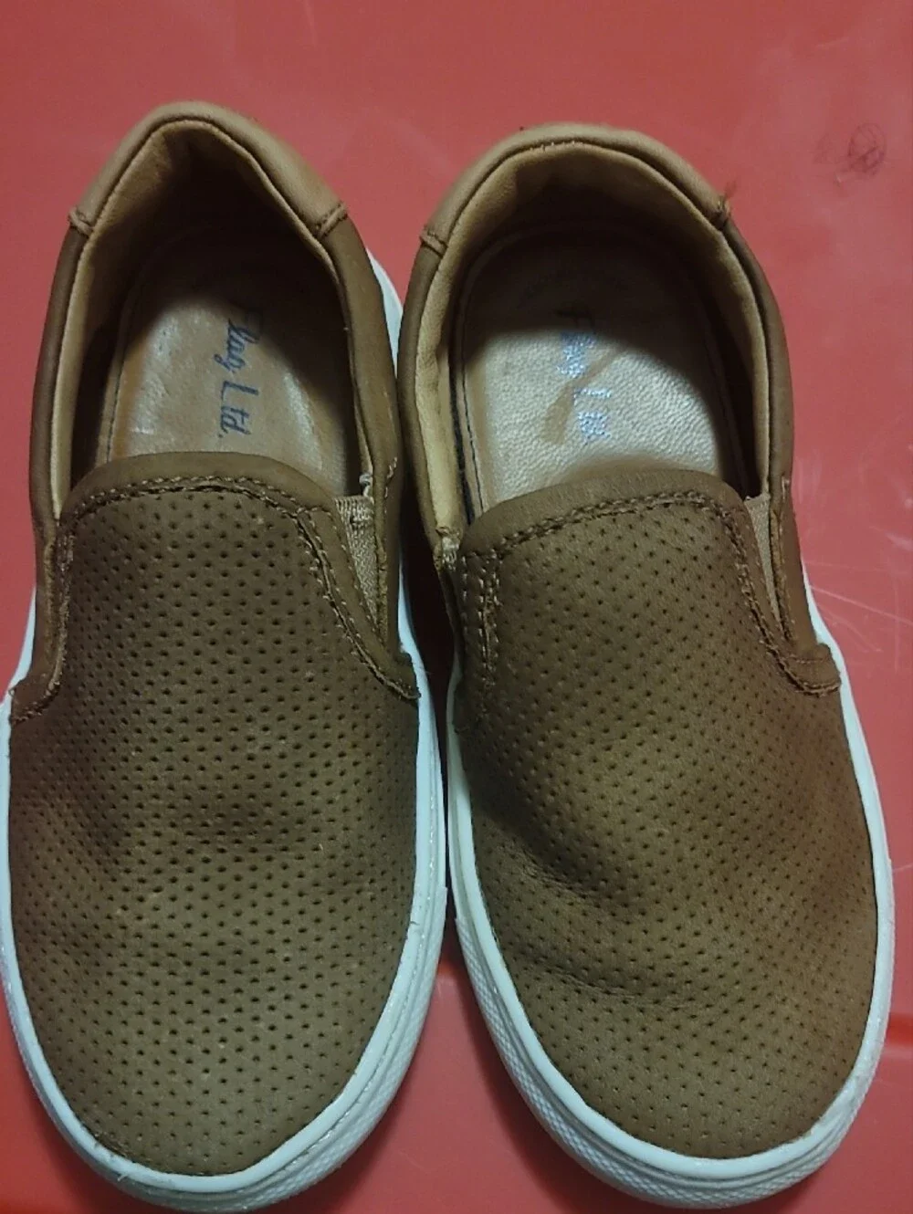 tan perforated sneakers Flag Ltd